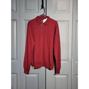 NWT Neiman Marcus deep red collard long-sleeved sweater